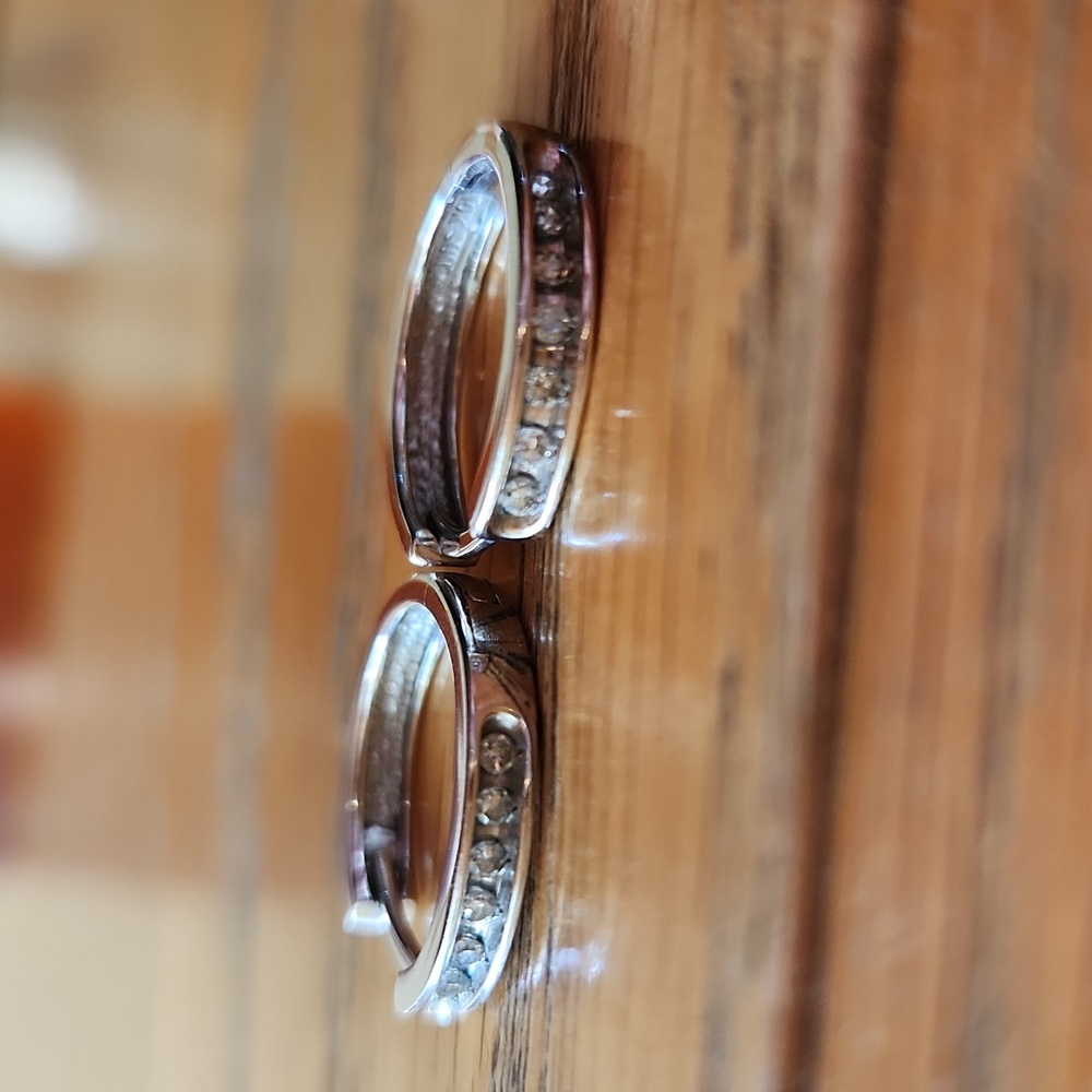 10k White Gold Diamond Hinged Hoop Earrings